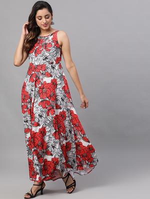 boat neck floral maxi dress - 17434850 - Standard Image - 2