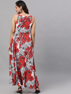 boat neck floral maxi dress - 17434850 - Standard Image - 3