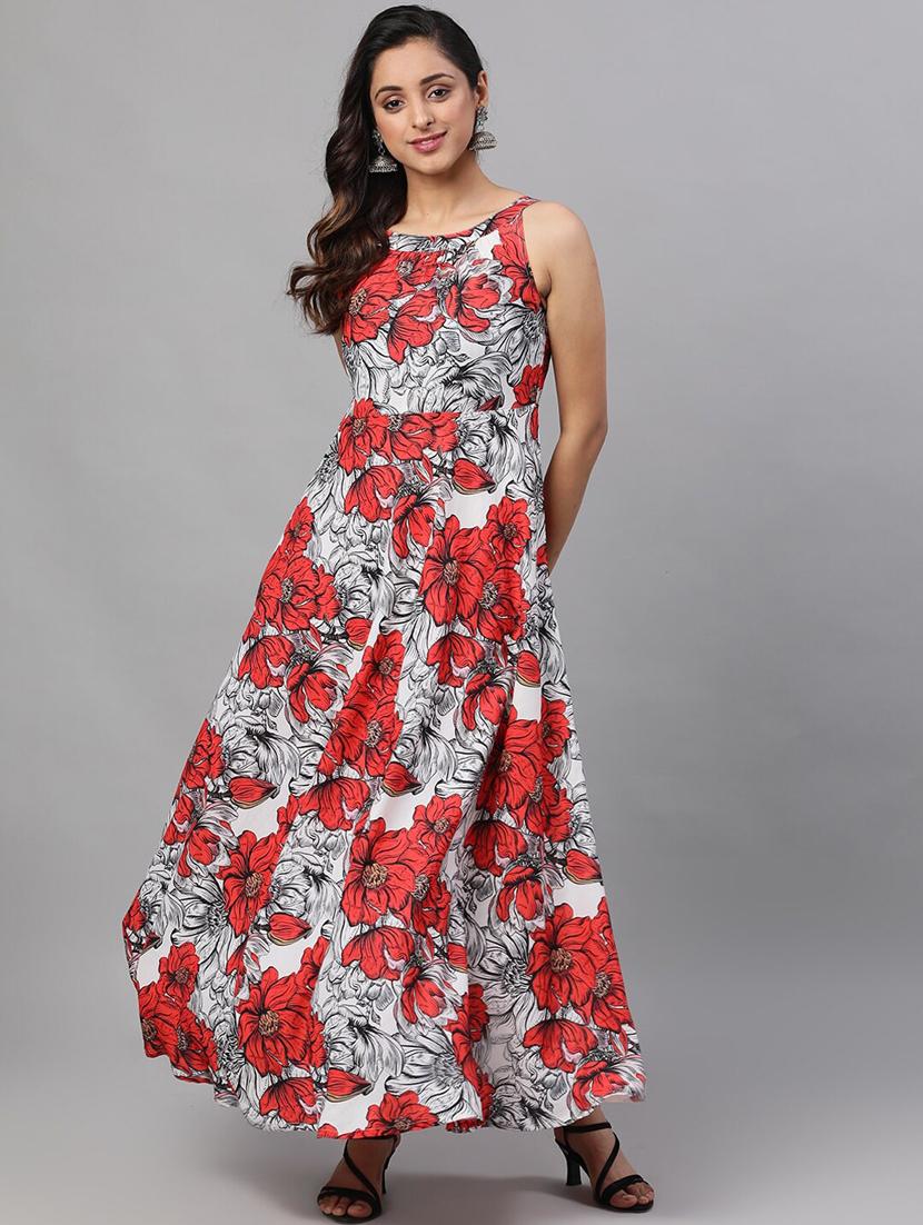 boat neck floral maxi dress - 17434850 - Zoom Image - 1