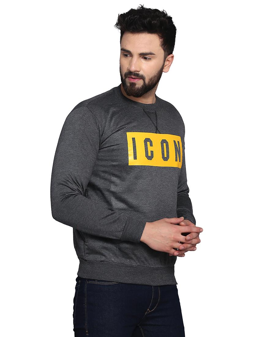 grey chest print sweatshirt - 17434999 - Zoom Image - 2