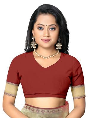 maroon banarasi saree with blouse - 17435169 - Standard Image - 3