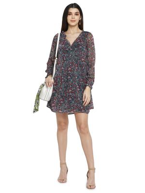 v neck floral a-line dress - 17435248 - Standard Image - 4