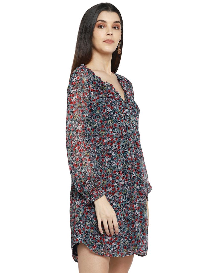 v neck floral a-line dress - 17435248 - Zoom Image - 2