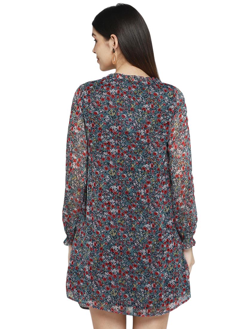 v neck floral a-line dress - 17435248 - Zoom Image - 3