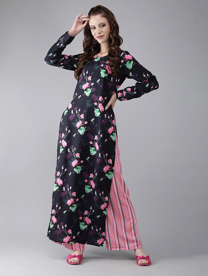 floral kurta palazzo set - 17435330 - Zoom Image - 1