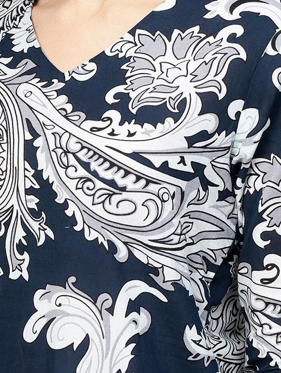navy cotton kurta salwar set - 17435366 - Zoom Image - 4