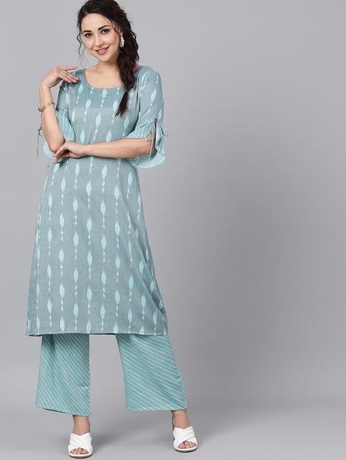 ikat kurta palazzo set - 17435518 - Standard Image - 1