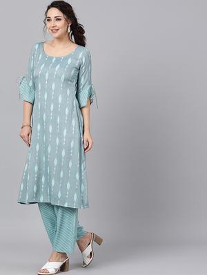ikat kurta palazzo set - 17435518 - Standard Image - 2