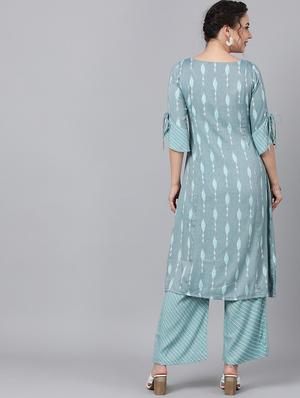 ikat kurta palazzo set - 17435518 - Standard Image - 4