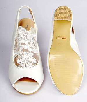 embroidered lace work heel sandal - 17435937 - Standard Image - 3