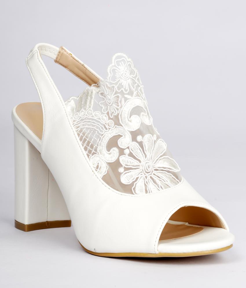 embroidered lace work heel sandal - 17435937 - Zoom Image - 1
