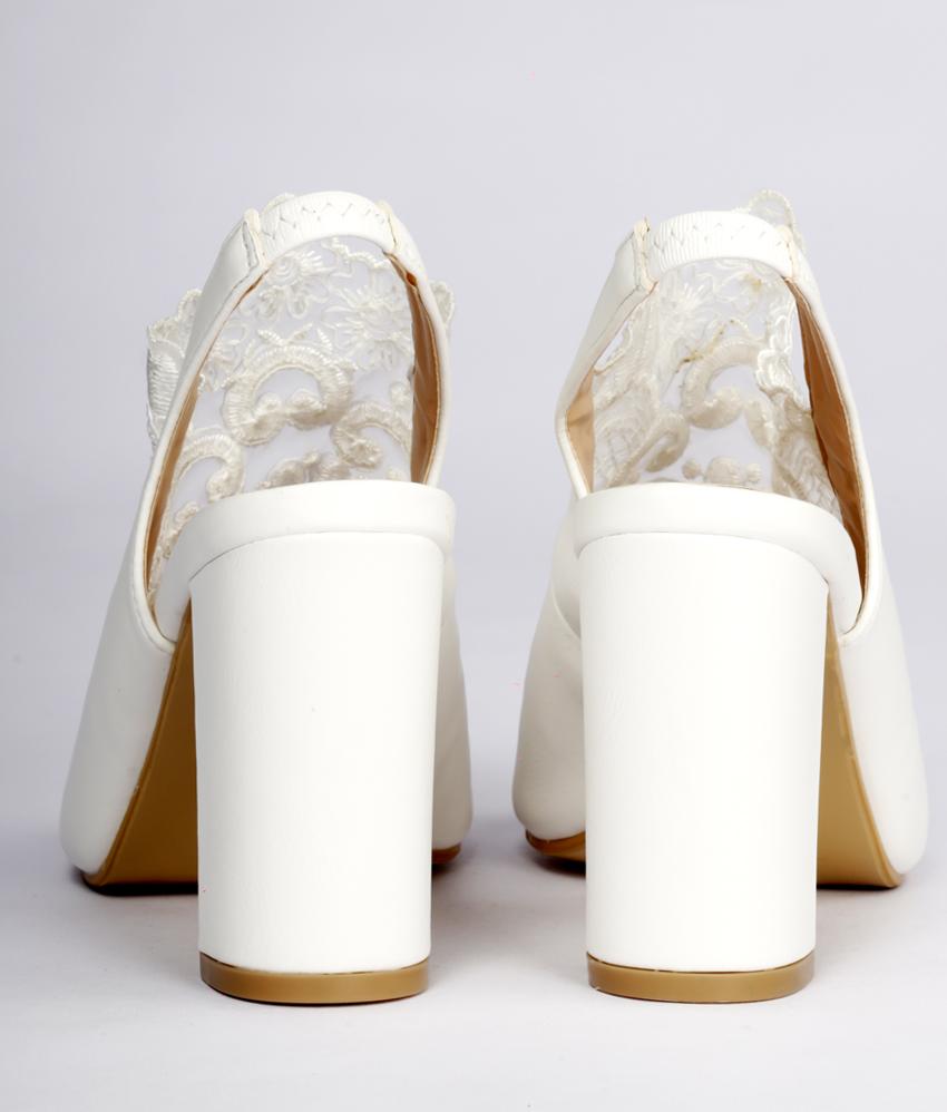 embroidered lace work heel sandal - 17435937 - Zoom Image - 2