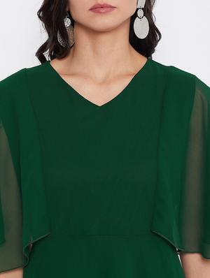 v-neck solid fit & flare dress - 17435984 - Standard Image - 6