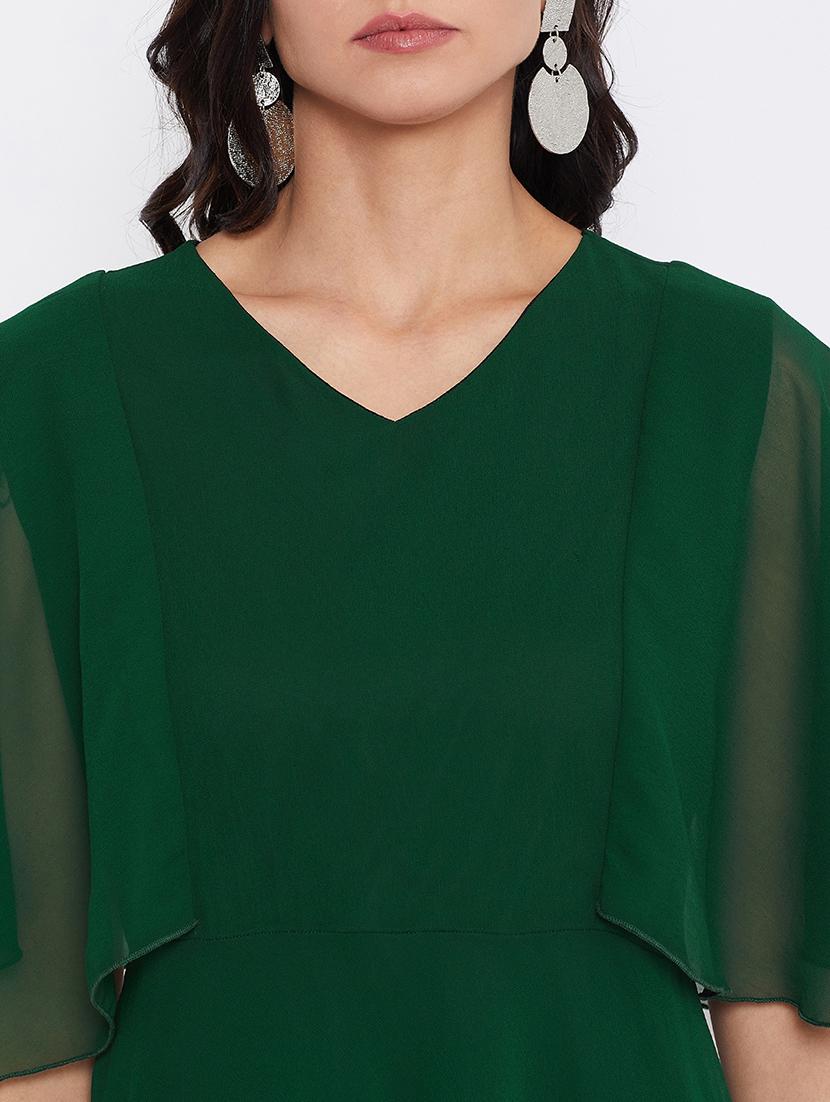 v-neck solid fit & flare dress - 17435984 - Zoom Image - 6