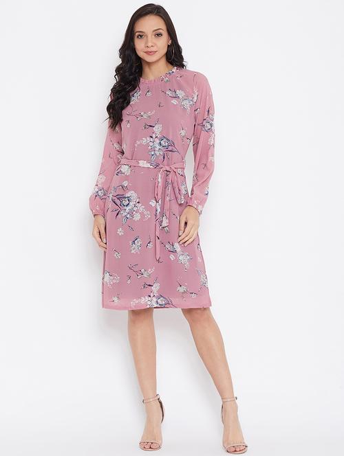 tie front floral a-line dress - 17435985 - Standard Image - 1