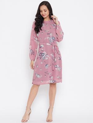 tie front floral a-line dress - 17435985 - Standard Image - 3