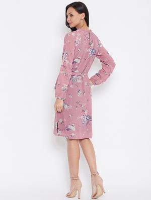 tie front floral a-line dress - 17435985 - Standard Image - 4