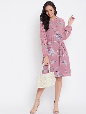 tie front floral a-line dress - 17435985 - Standard Image - 5