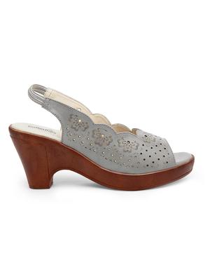 grey pu slip on sandals - 17436038 - Standard Image - 2