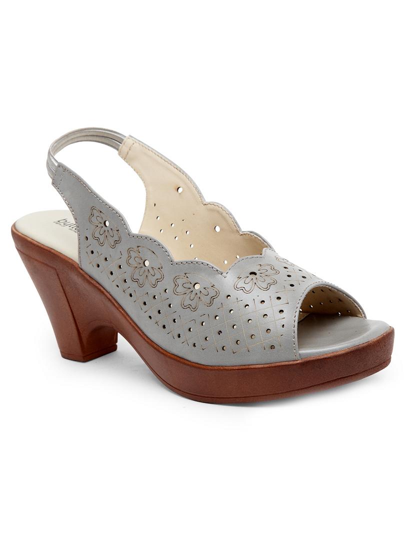 grey pu slip on sandals - 17436038 - Zoom Image - 1