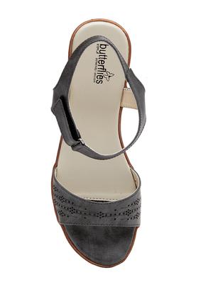 grey pu slip on sandals - 17436054 - Standard Image - 4
