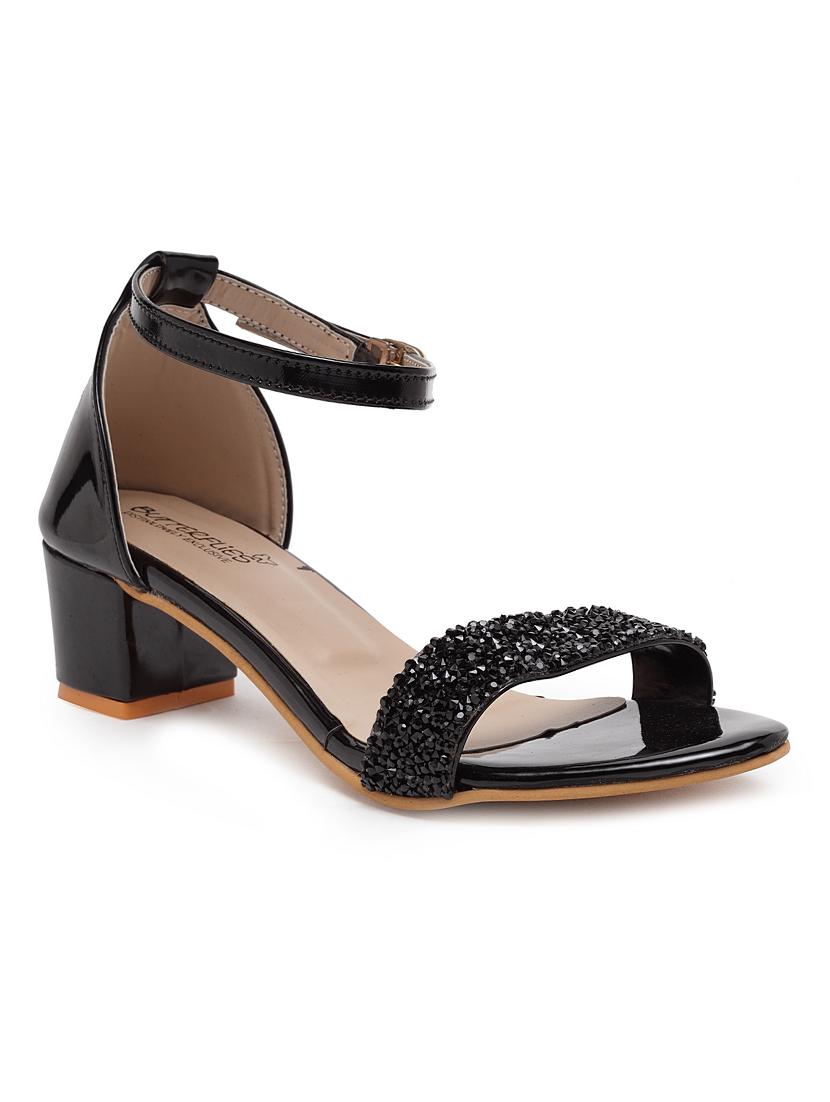 black pu ankle strap sandals - 17436062 - Zoom Image - 1