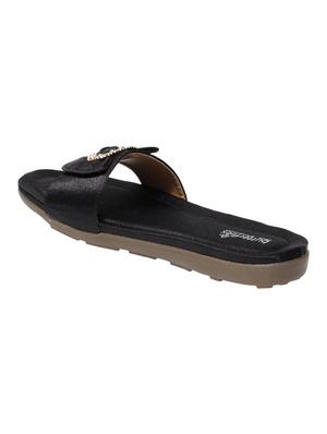 black pu slip on sandals - 17436101 - Standard Image - 3