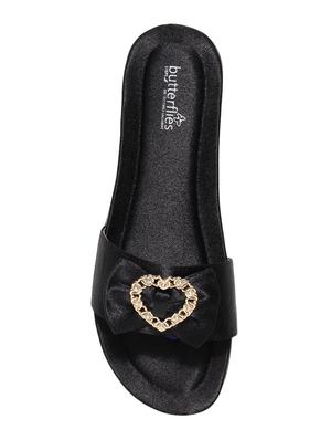 black pu slip on sandals - 17436101 - Standard Image - 4