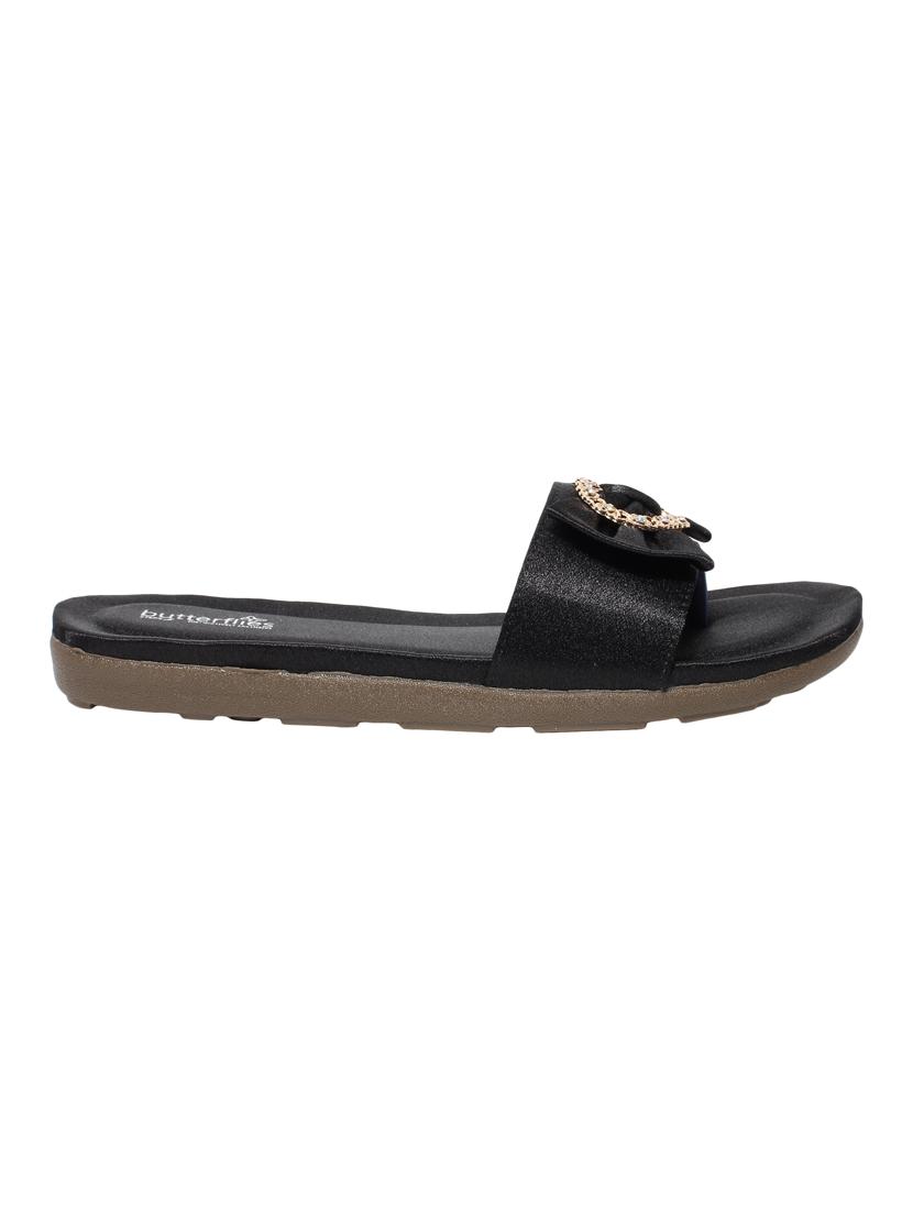 black pu slip on sandals - 17436101 - Zoom Image - 2
