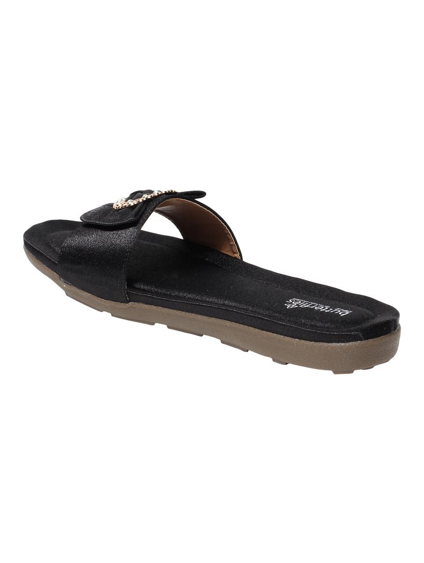black pu slip on sandals - 17436101 - Zoom Image - 3