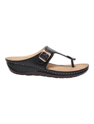 black pu slip on sandals - 17436103 - Standard Image - 2