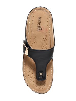 black pu slip on sandals - 17436103 - Standard Image - 4