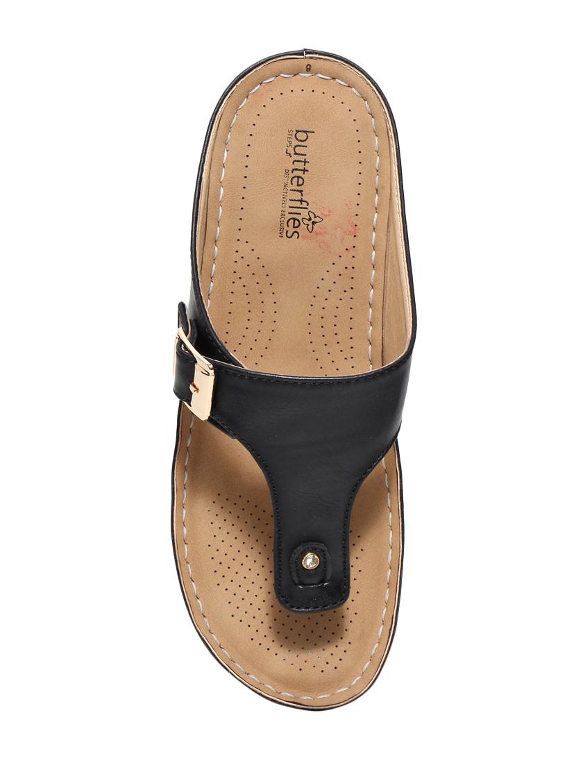 black pu slip on sandals - 17436103 - Zoom Image - 4