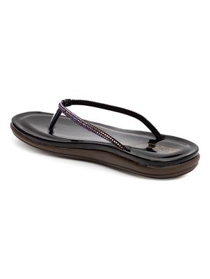 black pu slip on sandals - 17436110 - Standard Image - 3