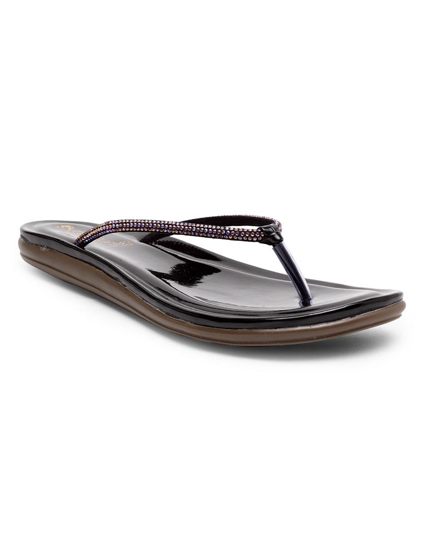 black pu slip on sandals - 17436110 - Zoom Image - 1