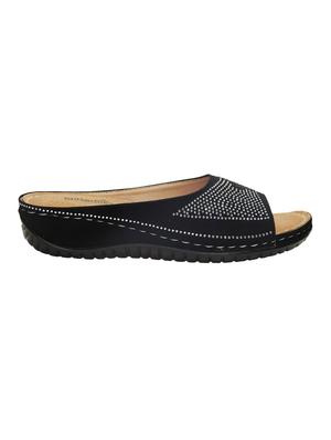 black pu slip on sandals - 17436125 - Standard Image - 2
