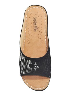 black pu slip on sandals - 17436125 - Standard Image - 4