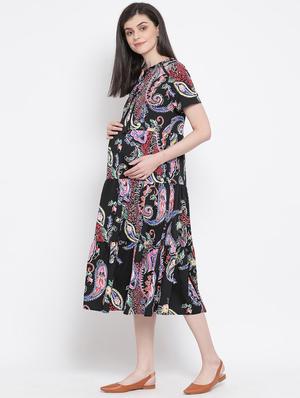 tie up neck a-line maternity wear dress - 17436262 - Standard Image - 2