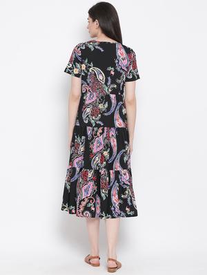 tie up neck a-line maternity wear dress - 17436262 - Standard Image - 4
