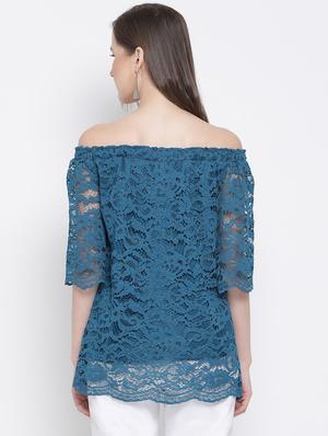 off shoulder laced top - 17436265 - Standard Image - 3