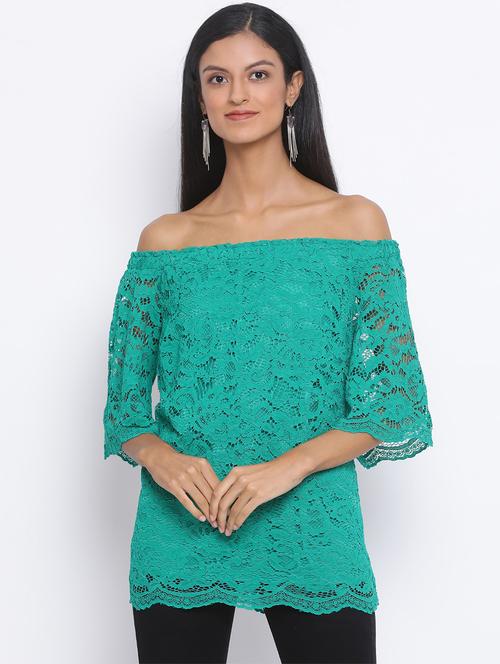 off shoulder laced top - 17436270 - Standard Image - 1