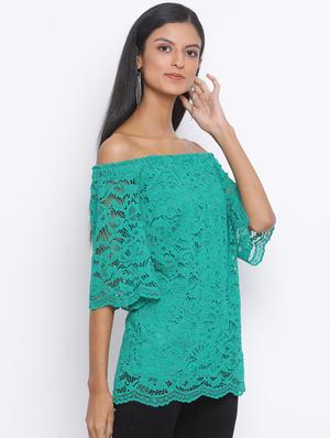 off shoulder laced top - 17436270 - Standard Image - 2