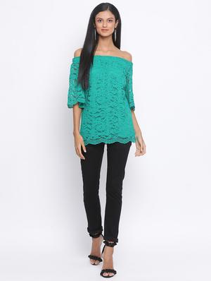 off shoulder laced top - 17436270 - Standard Image - 4