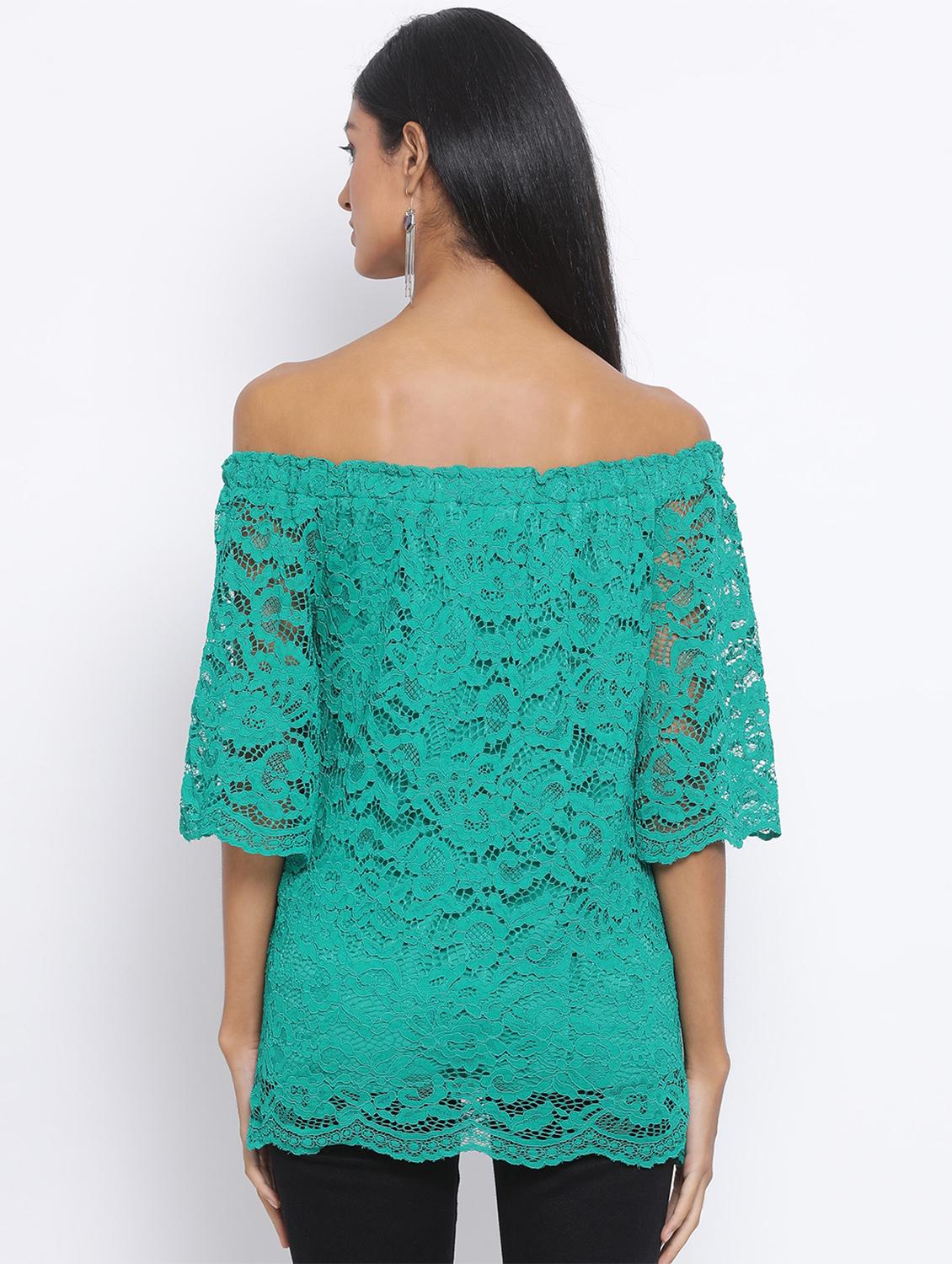 off shoulder laced top - 17436270 - Zoom Image - 3