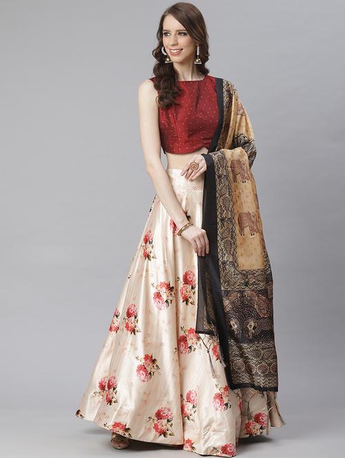 floral print flared lehenga - 17436434 - Standard Image - 1