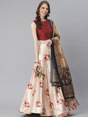 floral print flared lehenga - 17436434 - Standard Image - 2