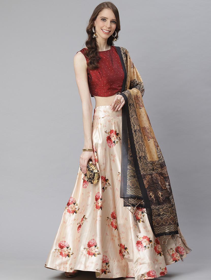 floral print flared lehenga - 17436434 - Zoom Image - 2