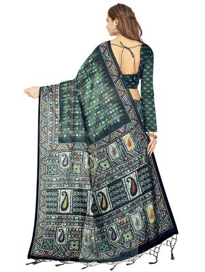 batik chanderi saree with blouse - 17436582 - Standard Image - 2