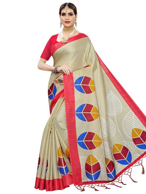 floral printed saree with blouse - 17436641 - Standard Image - 1