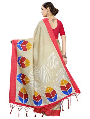 floral printed saree with blouse - 17436641 - Standard Image - 2